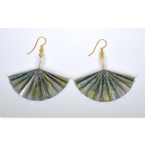 Green/Silver Fan Earrings