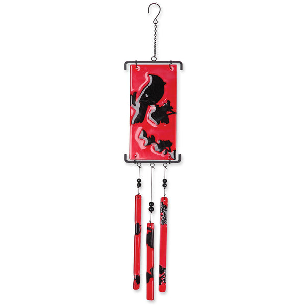Silhouette Glass Wind Chime - Cardinal