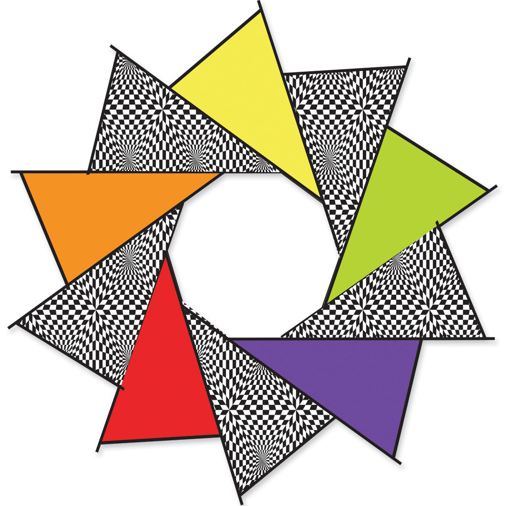 40 In F-Stop Spinner for Kites and Line - Rainbow Op-Art