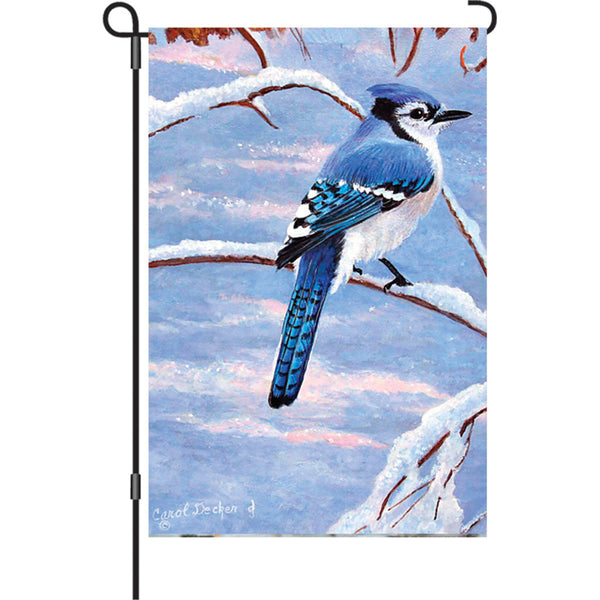 12 in. Flag - Winter Bluejay