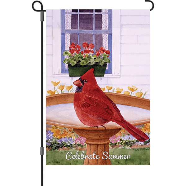 12 in. Flag - Cardinal and Geraniums
