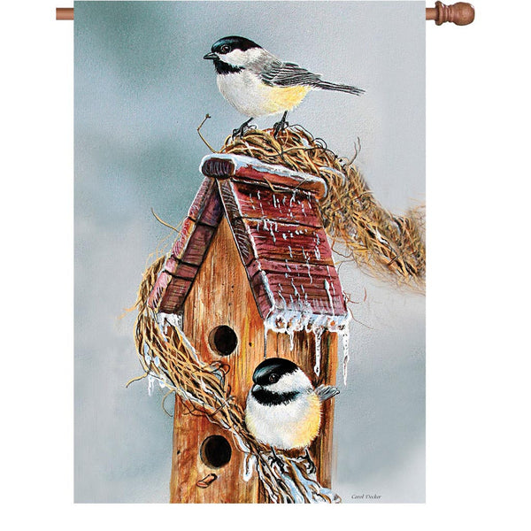 28 in. Flag - Early Birds Chickadees